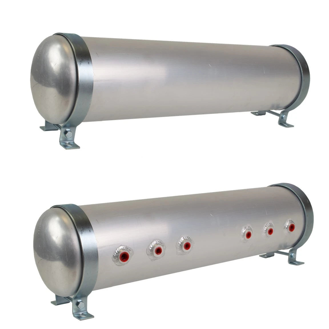 AVS 5-GALLON 6-PORT ALUMINUM M.P.M. AIR TANK W/HIDDEN PORTS - RAW